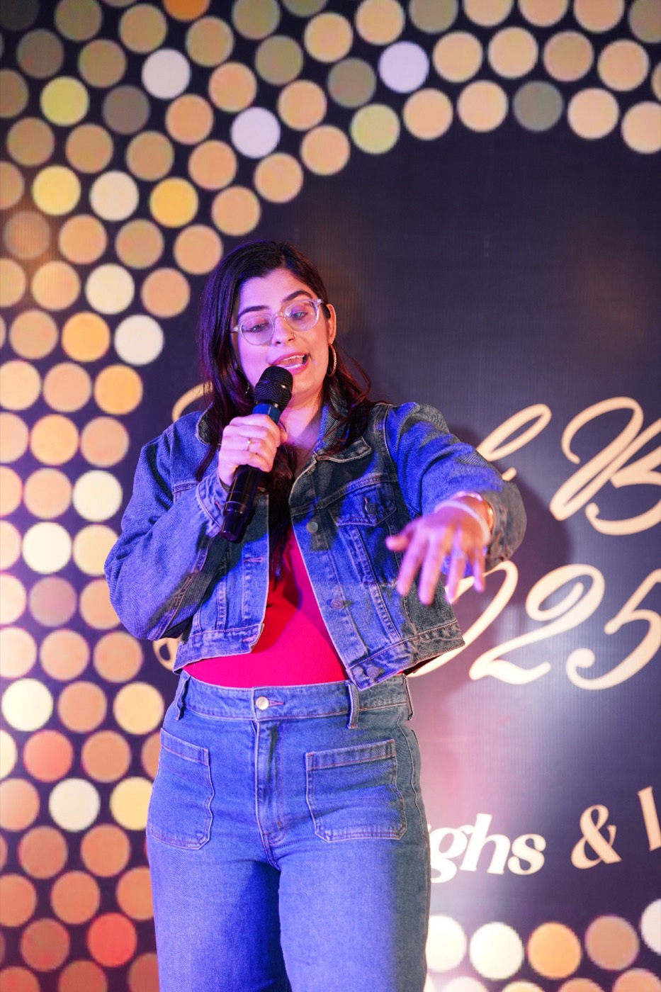 Still from a live comedy set
